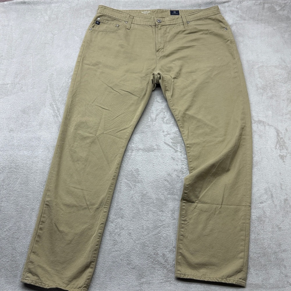 AG Adriano Goldschmied The Graduate Pants Mens 40x34 Khaki Tan Tailored Cotton